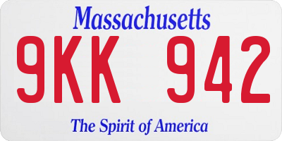 MA license plate 9KK942