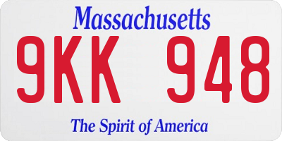MA license plate 9KK948