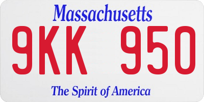 MA license plate 9KK950