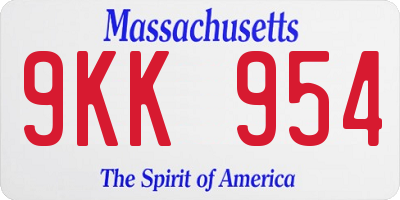 MA license plate 9KK954