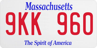 MA license plate 9KK960