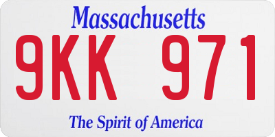 MA license plate 9KK971