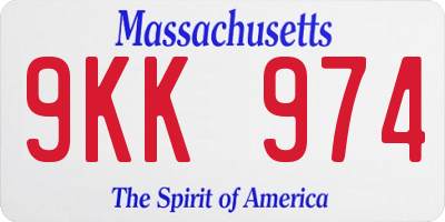 MA license plate 9KK974