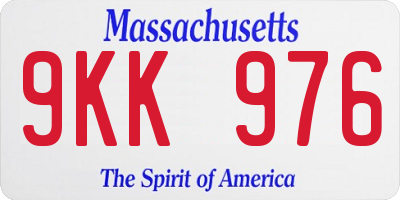 MA license plate 9KK976