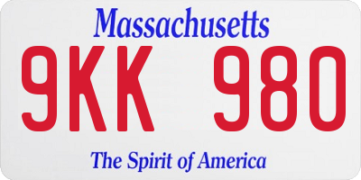 MA license plate 9KK980