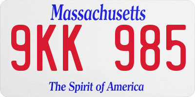 MA license plate 9KK985