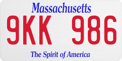 MA license plate 9KK986