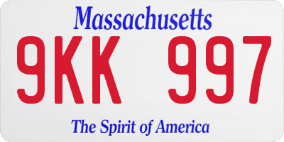 MA license plate 9KK997