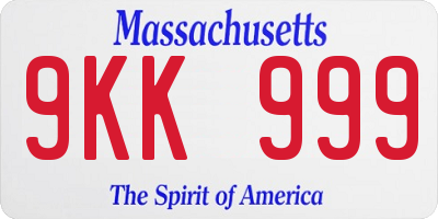 MA license plate 9KK999