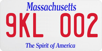 MA license plate 9KL002