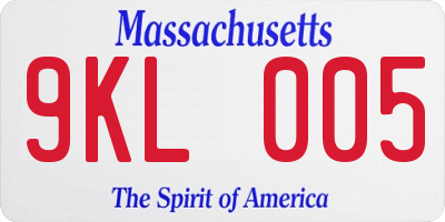 MA license plate 9KL005