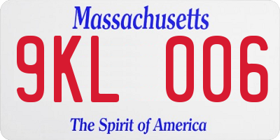 MA license plate 9KL006