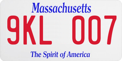 MA license plate 9KL007