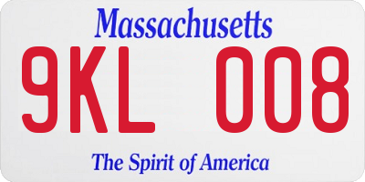 MA license plate 9KL008