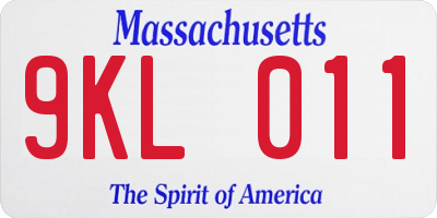 MA license plate 9KL011