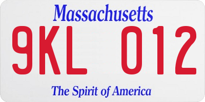 MA license plate 9KL012