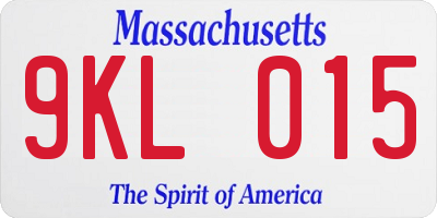 MA license plate 9KL015
