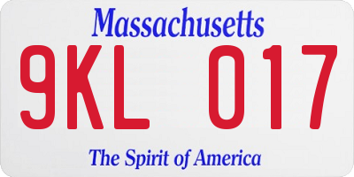 MA license plate 9KL017