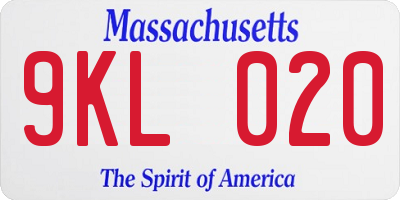 MA license plate 9KL020