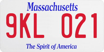 MA license plate 9KL021
