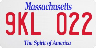 MA license plate 9KL022