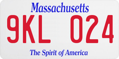 MA license plate 9KL024