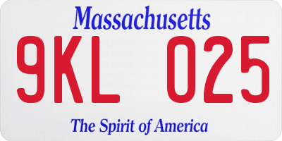 MA license plate 9KL025
