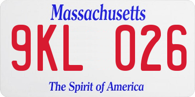 MA license plate 9KL026