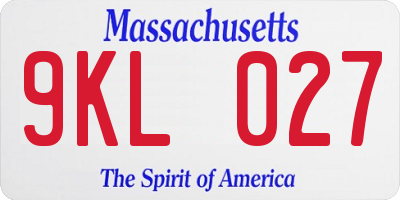 MA license plate 9KL027