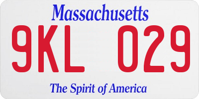 MA license plate 9KL029