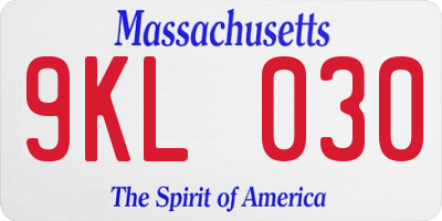 MA license plate 9KL030