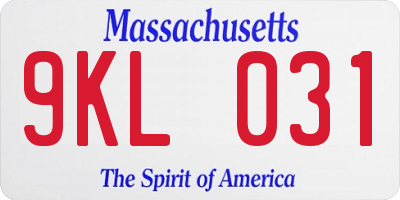 MA license plate 9KL031