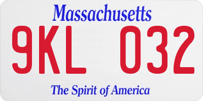 MA license plate 9KL032