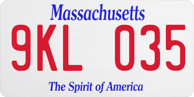 MA license plate 9KL035
