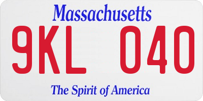 MA license plate 9KL040