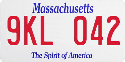 MA license plate 9KL042