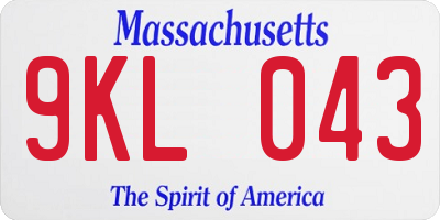 MA license plate 9KL043