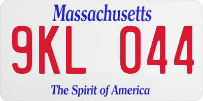 MA license plate 9KL044