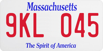 MA license plate 9KL045