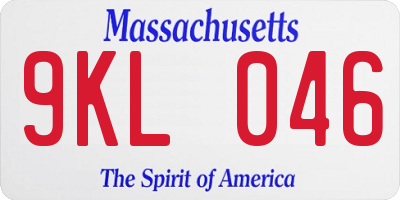 MA license plate 9KL046
