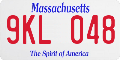 MA license plate 9KL048