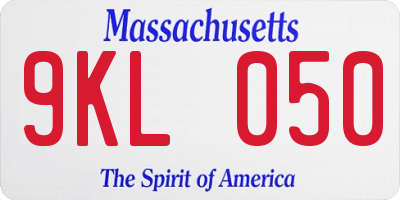MA license plate 9KL050