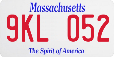 MA license plate 9KL052
