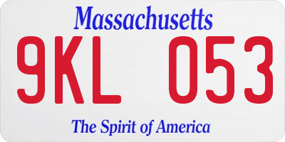 MA license plate 9KL053