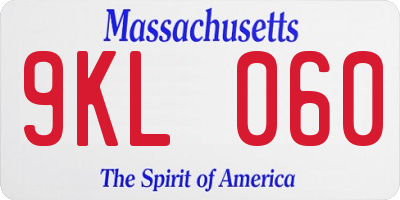 MA license plate 9KL060