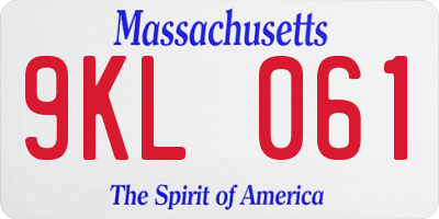 MA license plate 9KL061
