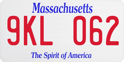 MA license plate 9KL062