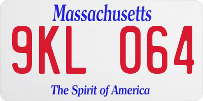 MA license plate 9KL064