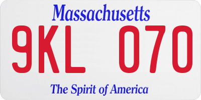 MA license plate 9KL070