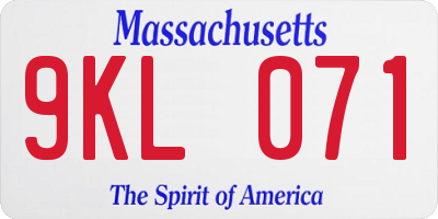 MA license plate 9KL071